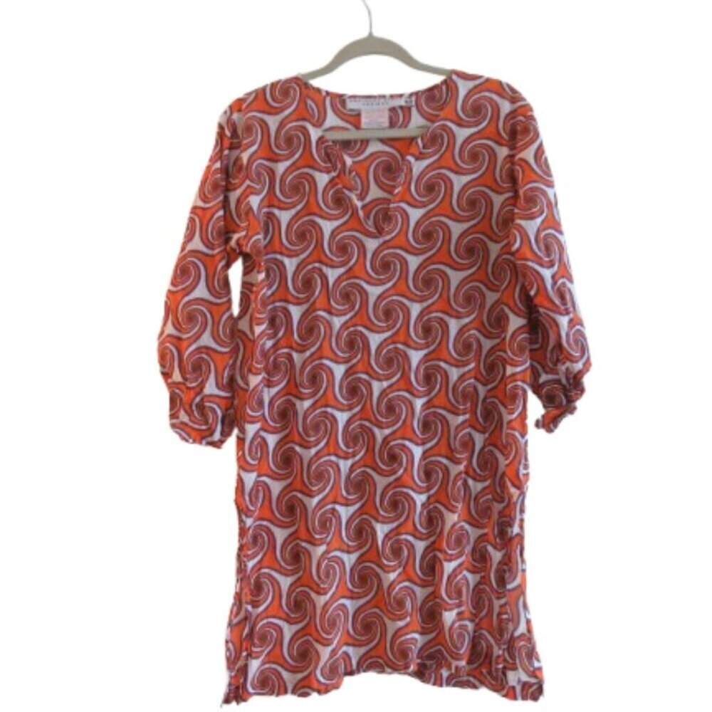 GRETCHEN SCOTT DESIGNS Abstract Geometric Retro Cotton Long Tunic Top - Size M